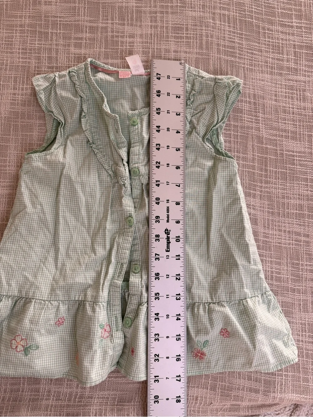OshKosh B’gosh Girls Size 6X Green Gingham Ruffle Floral Top